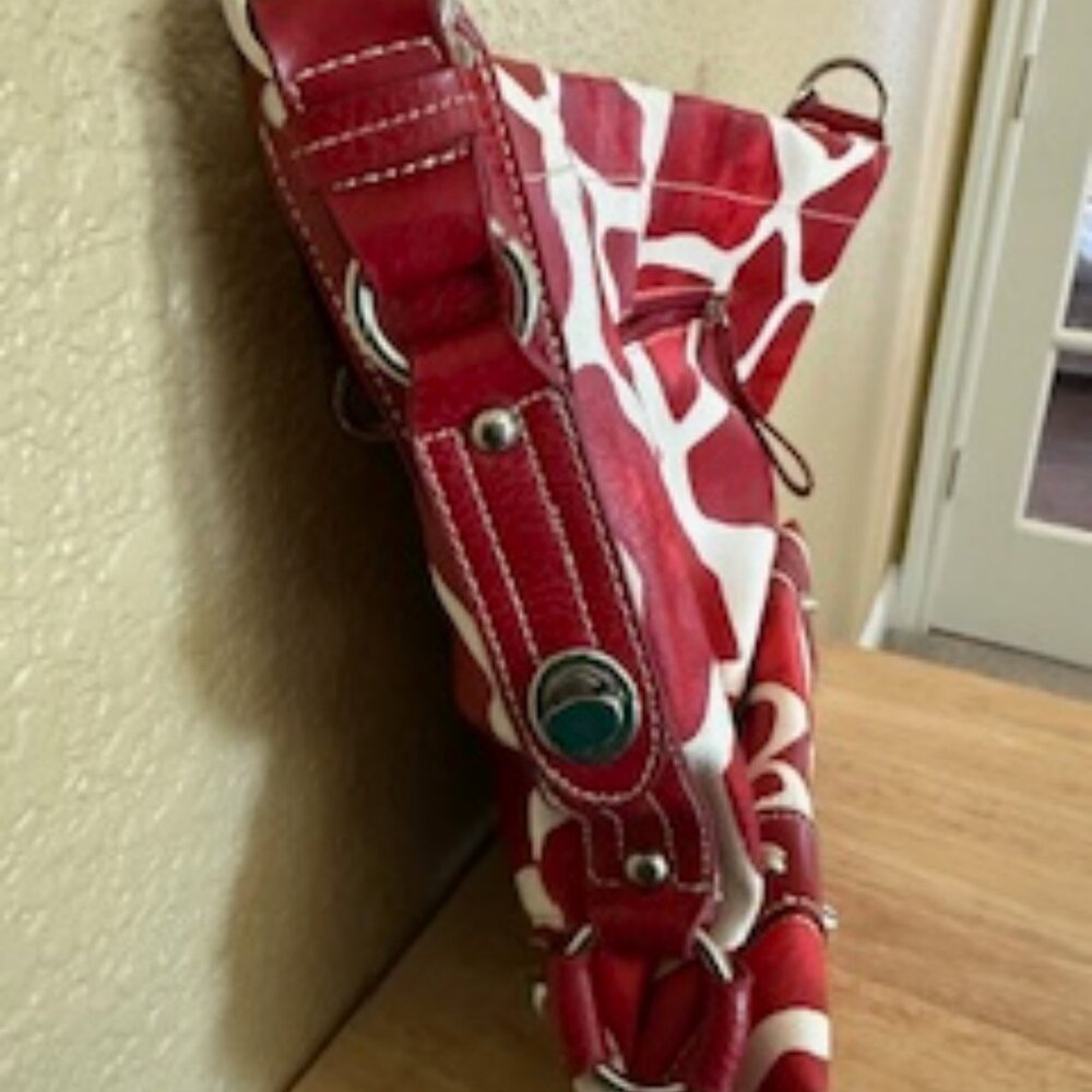 Dooney & Bourke Red/White Zebra Print Leather Shoulder Bag - Picture 10 of 10